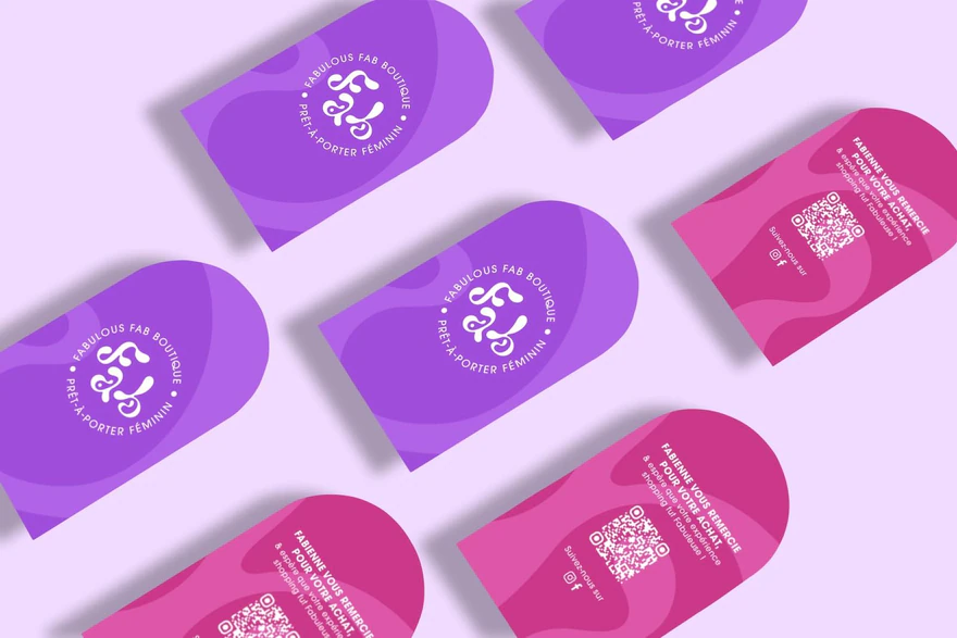 Fabulous Fab Boutique — Cartes promotionnelles violettes et roses