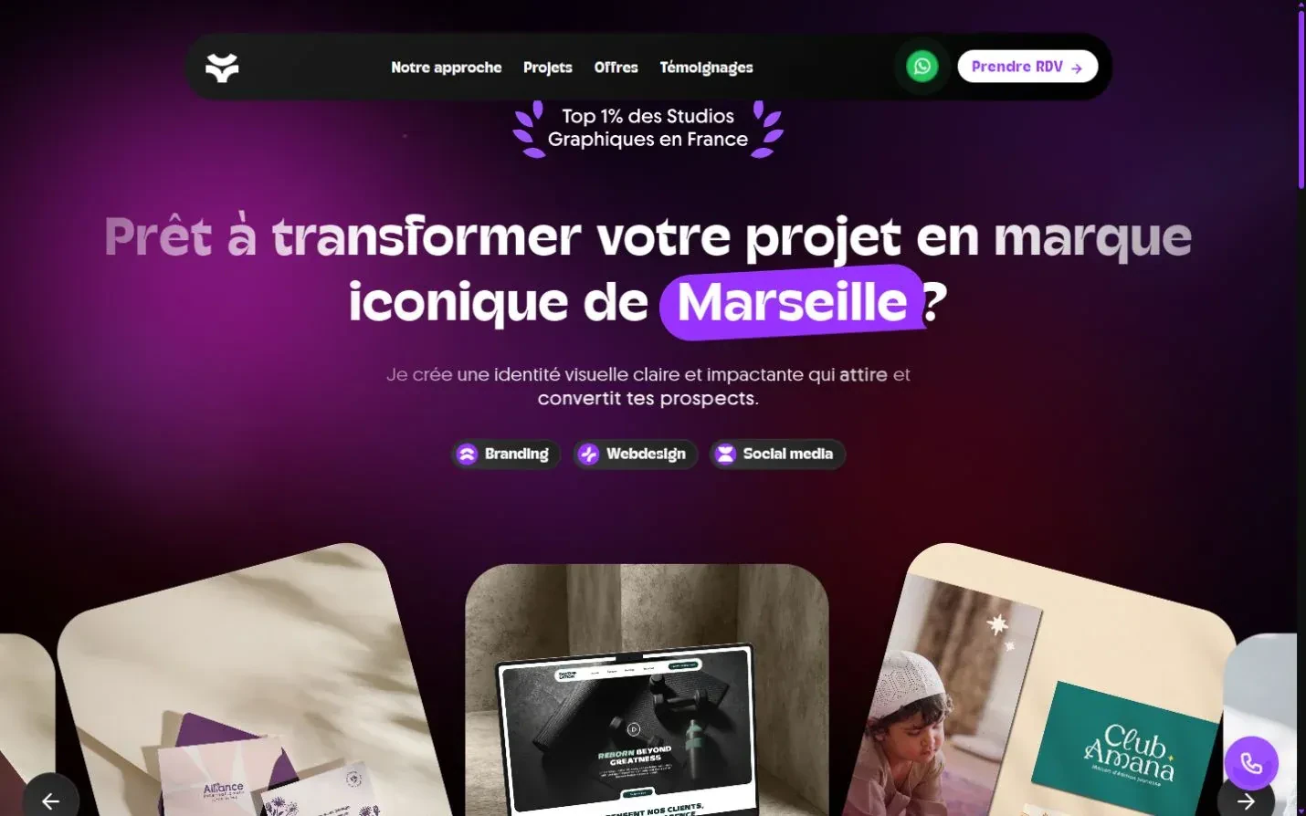 Page contact : présentation du studio et prise de contact pour un projet graphique