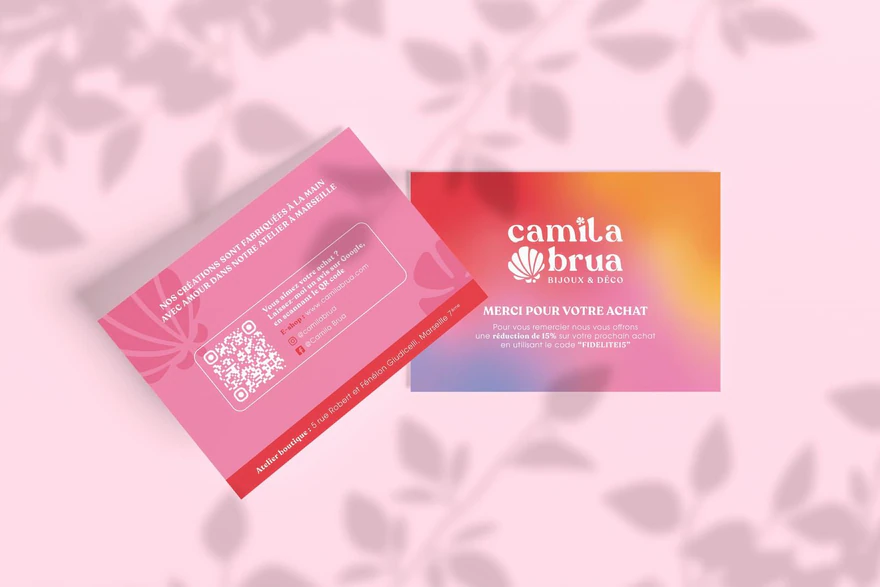 Camila Brua — Cartes de remerciement rose et orange