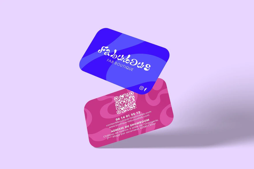 Fabulous Fab Boutique — Cartes de visite violettes et roses