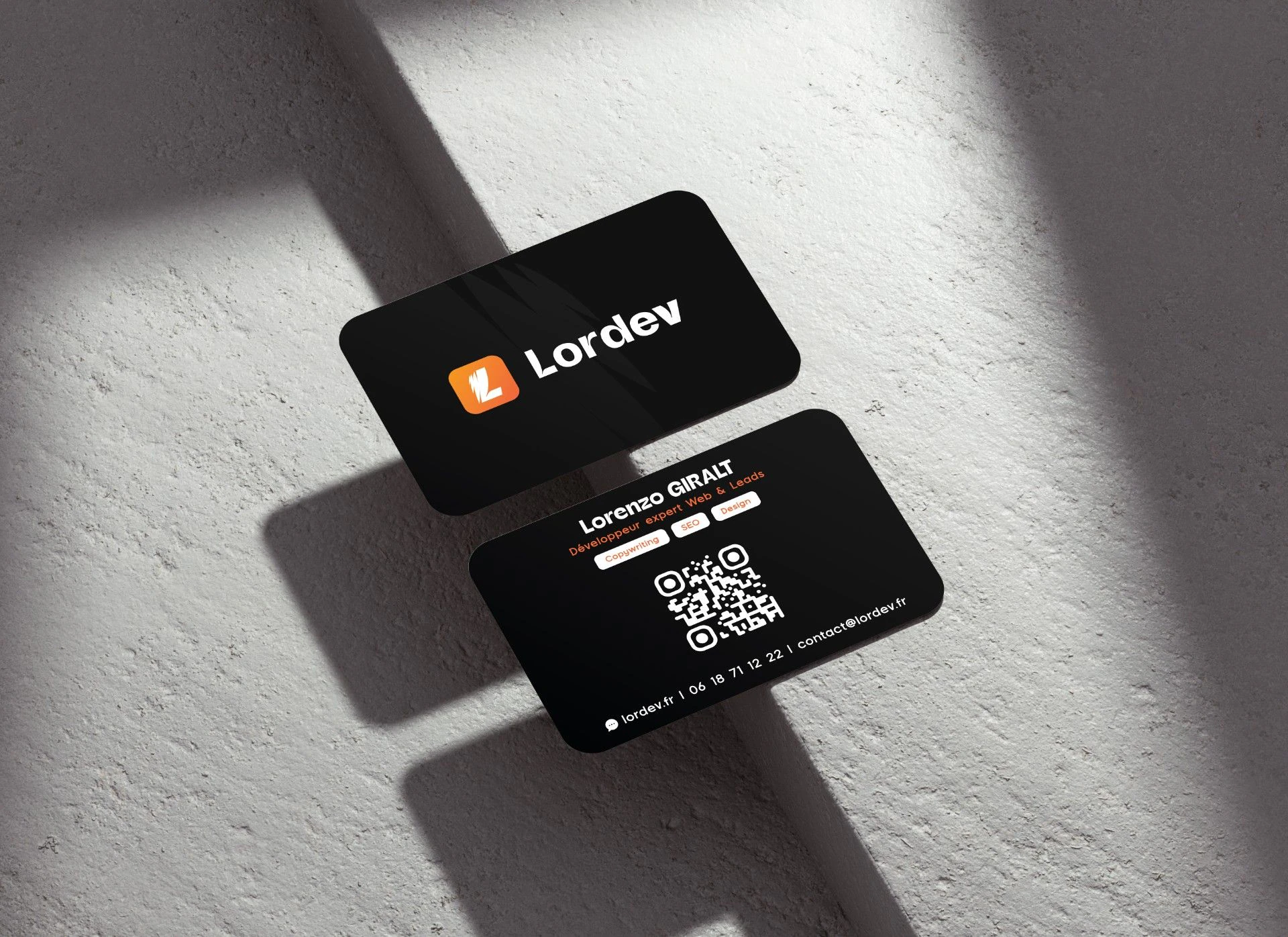 Lordev — Cartes de visite noires et orange