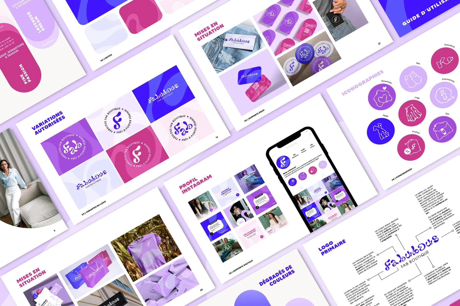 Fabulous Fab Boutique — Planche complète de charte graphique mode