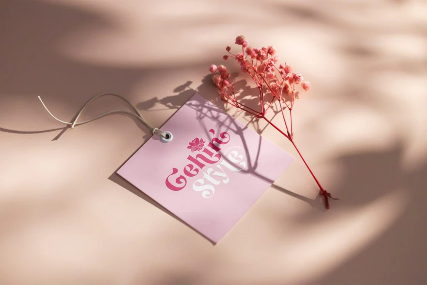 Gehin'Style — Étiquette rose et fleurs séchées
