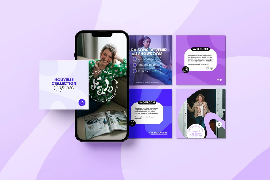 Fabulous Fab Boutique — Composition de publications mode violettes