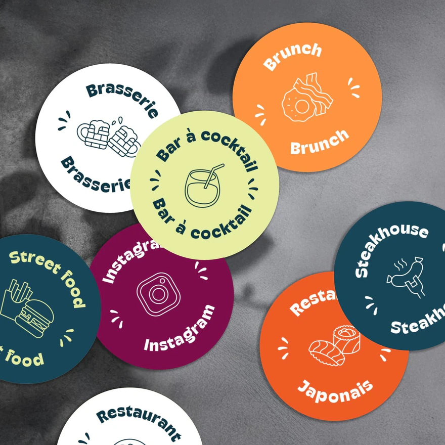 Reveal Agency — Stickers sectoriels multicolores pour la restauration