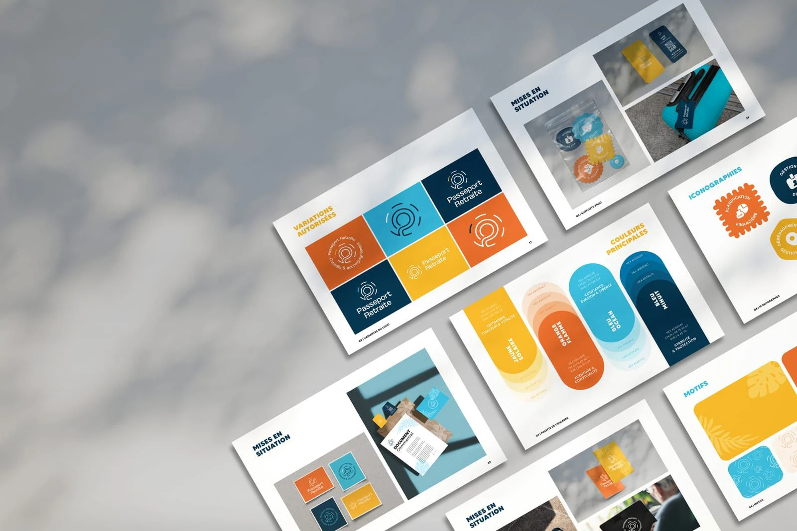 Passeport Retraite — Planche complète de charte graphique voyage