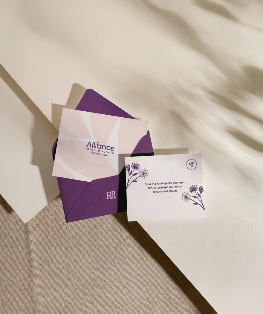 Alliance Rosette Poletti — Papeterie associative violette et ivoire