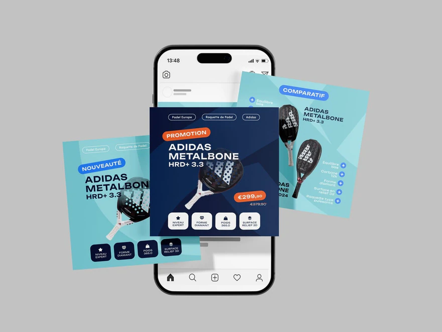 Padel Europe — Composition de publications sport sur téléphone