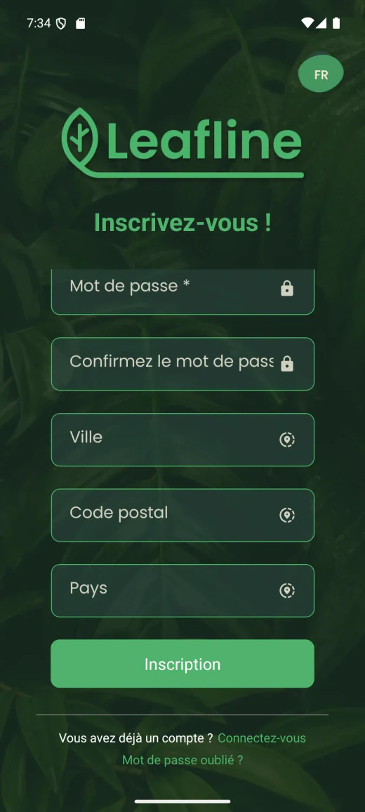 Création d’un compte Leafline