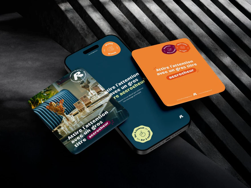 Reveal Agency — Composition de publications sur téléphone