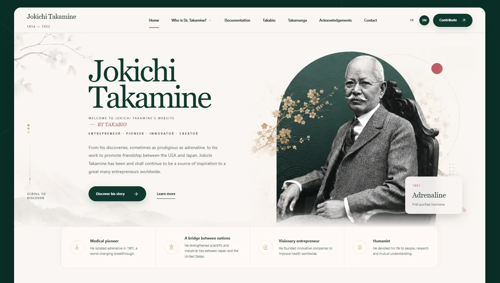 Jokichi Takamine — aperçu du site
