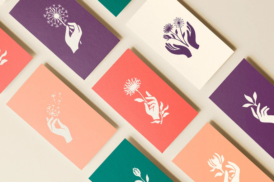 Alliance Rosette Poletti — Planches d’illustrations florales et mains multicolores