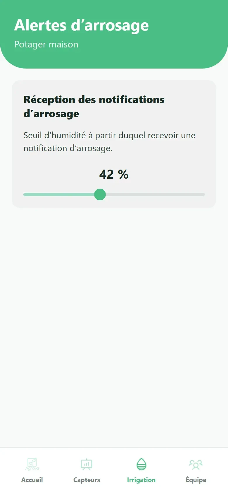 Alertes d’arrosage et seuil d’humidité