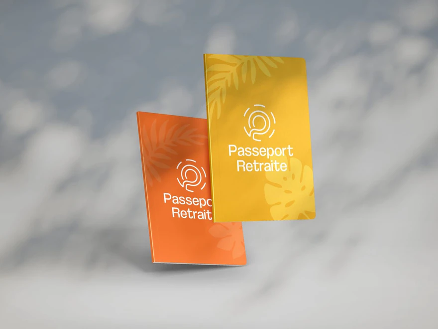 Passeport Retraite — Supports éditoriaux jaune et orange