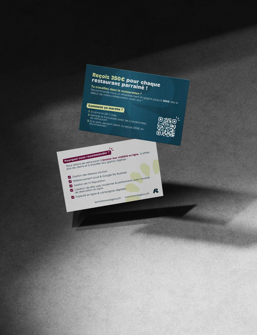 Reveal Agency — Cartes de service et QR code