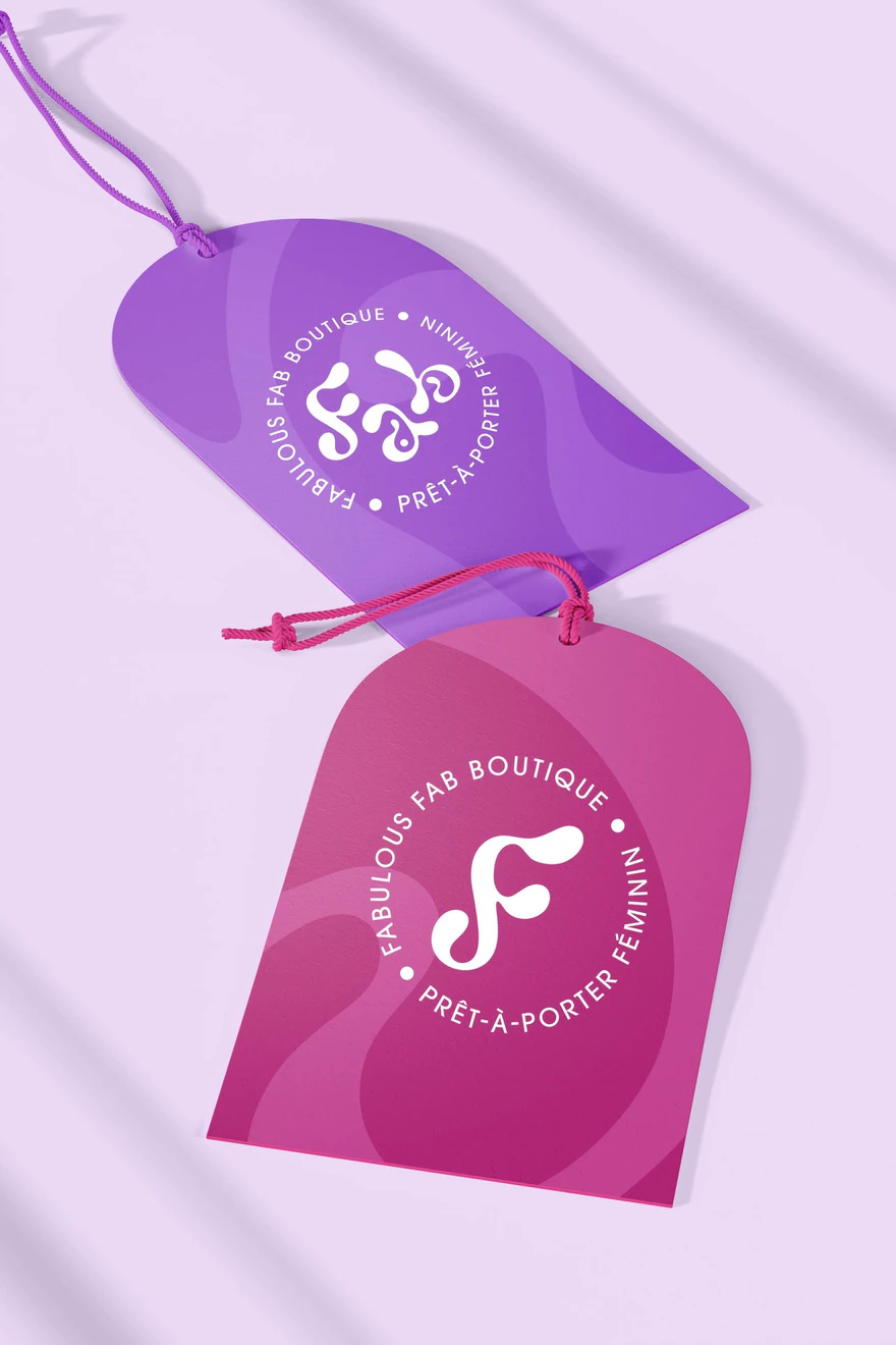 Fabulous Fab Boutique — Étiquettes suspendues violettes et roses