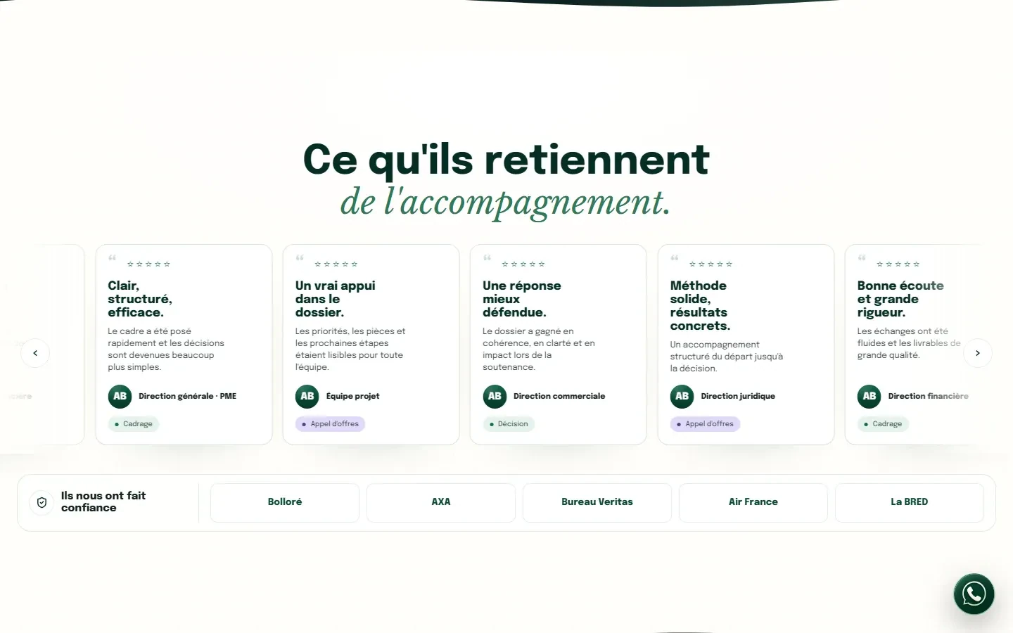 Retours d’accompagnement et références clients
