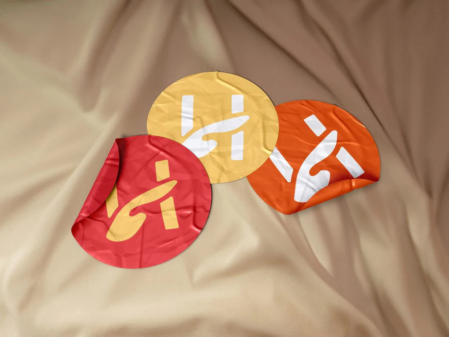 Heaven Touch — Textiles avec monogramme rose orange et jaune