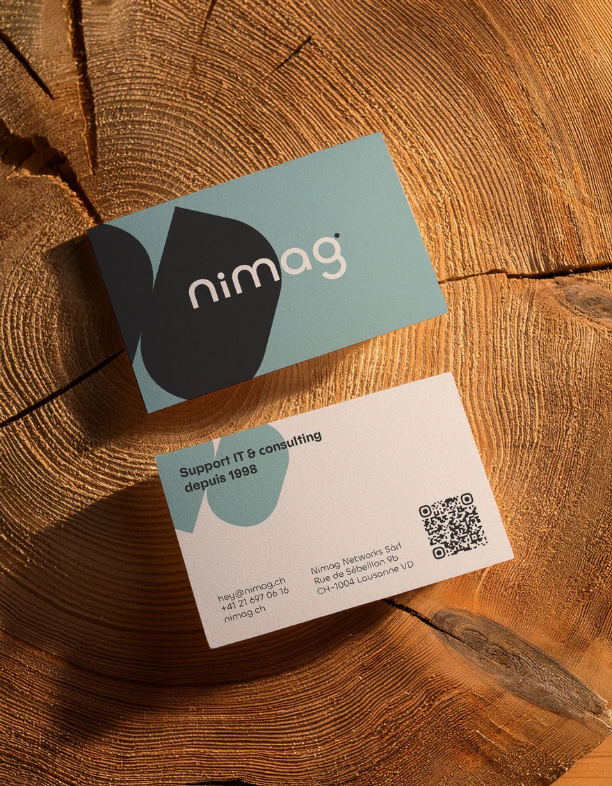 Nimag — Cartes de visite menthe et ivoire