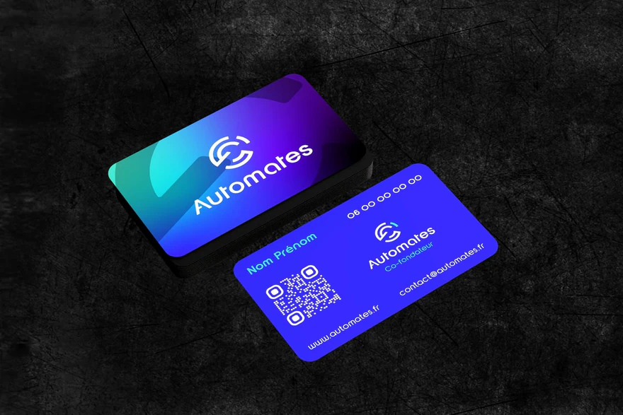 Automates — Cartes de visite violettes et turquoise
