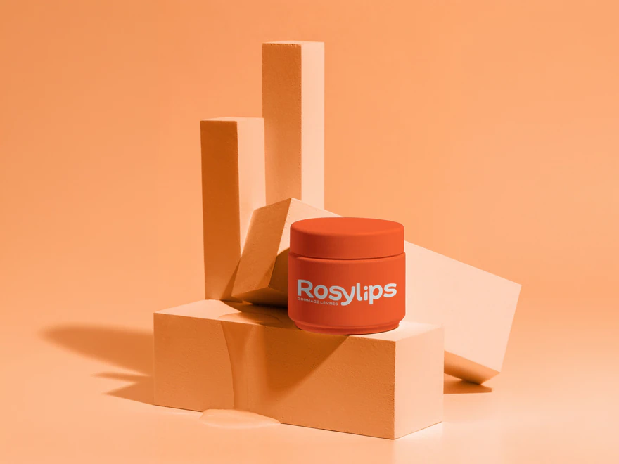 Rosylips — Pot de gommage pour les lèvres sur fond orangé