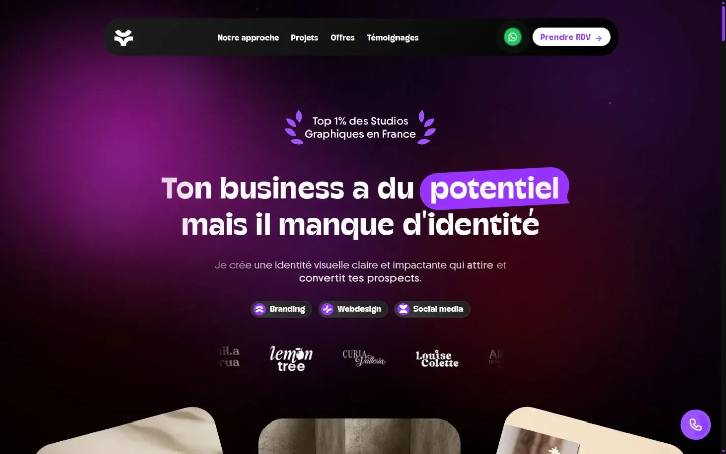 Accueil : promesse de création d’une identité visuelle claire et impactante