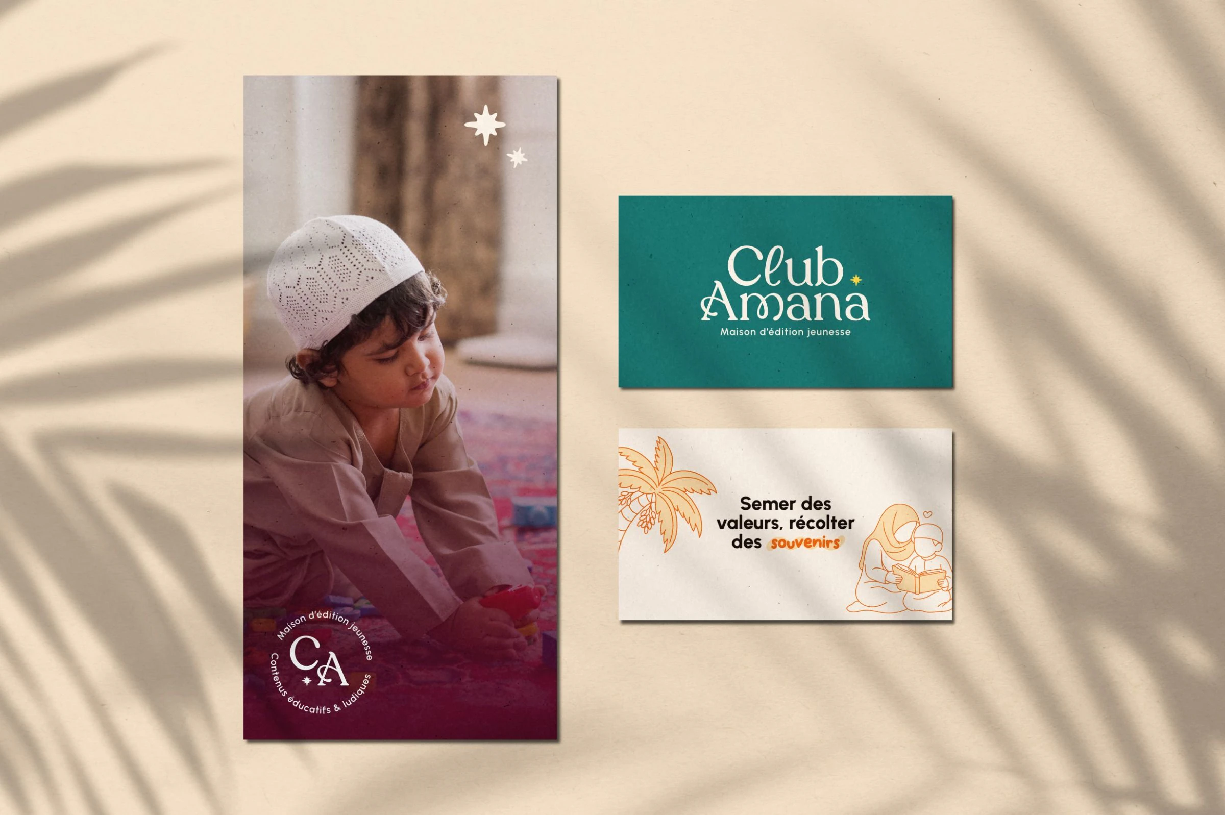 Club Amana — Papeterie éditoriale jeunesse verte et crème