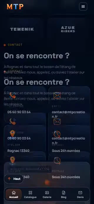 MTP Création — démonstration mobile