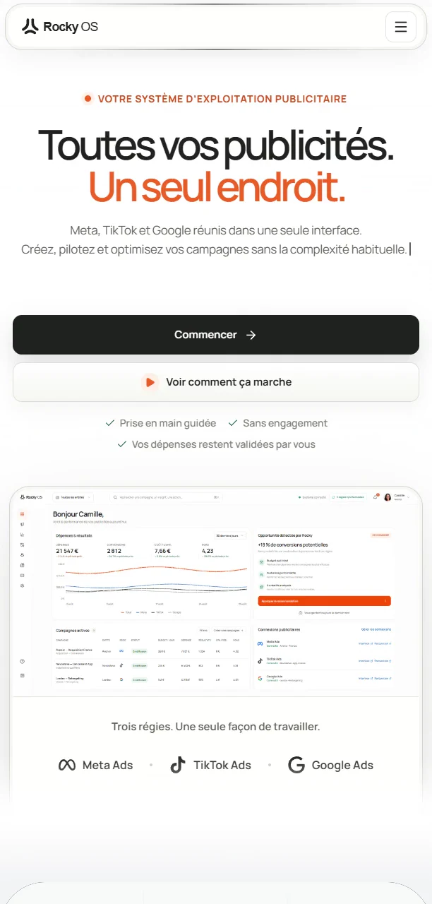 Rocky OS — démonstration mobile